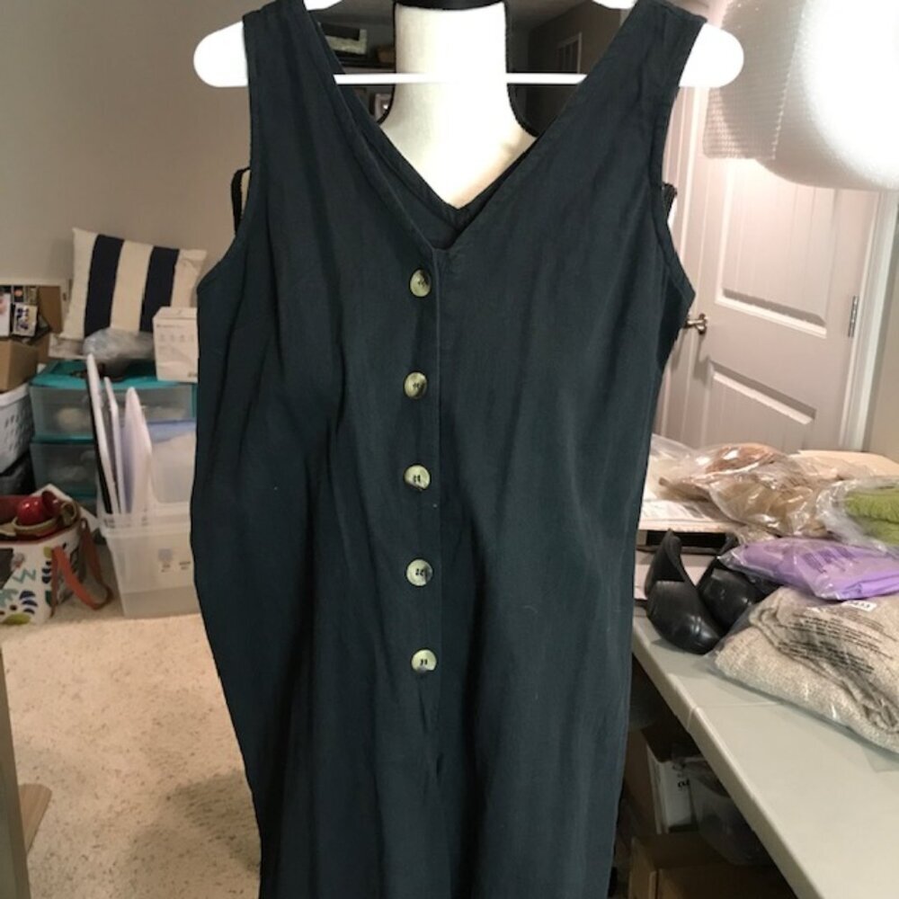 Nasty Gal 100% Cotton Black button front jumpsuit Size 4, NWT - Picture 2 of 7